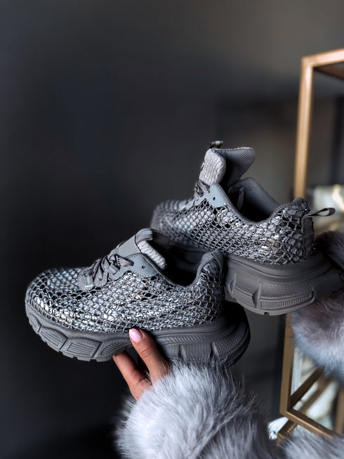 СЕРЫЕ ботинки "LUXURY CHAIN YY-203"